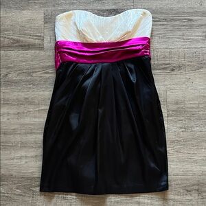 Ruby Rox Strapless Dress in Black, Pink, and White